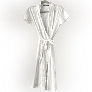 Mizuiro-ind Japanese Boutique Designer Eyelet Wrap Dress